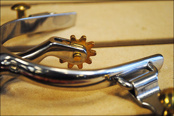 Hilason Stainless Steel Ladies Roping Spurs With 10 Points Solid Brass Rowel